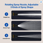 Water Pressure Nozzle Black Gold ABS 3 Spray